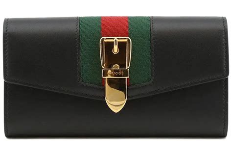 gucci sylvie continental wallet black leather|GG continental wallet in black GG leather .